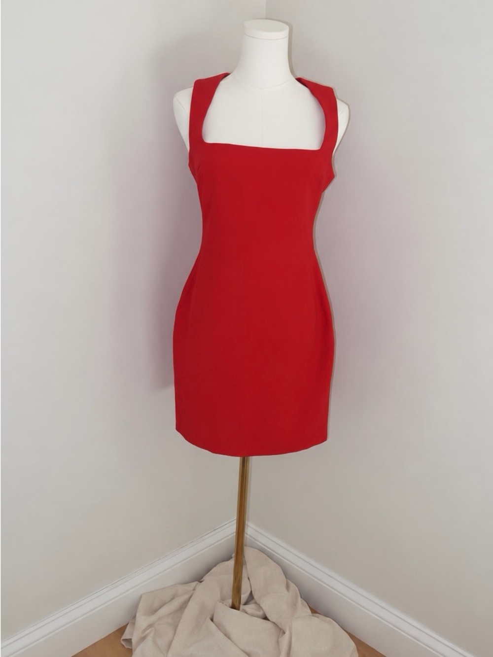 Likely Red Square-Neck Mini Dress - Classic Sleek Style